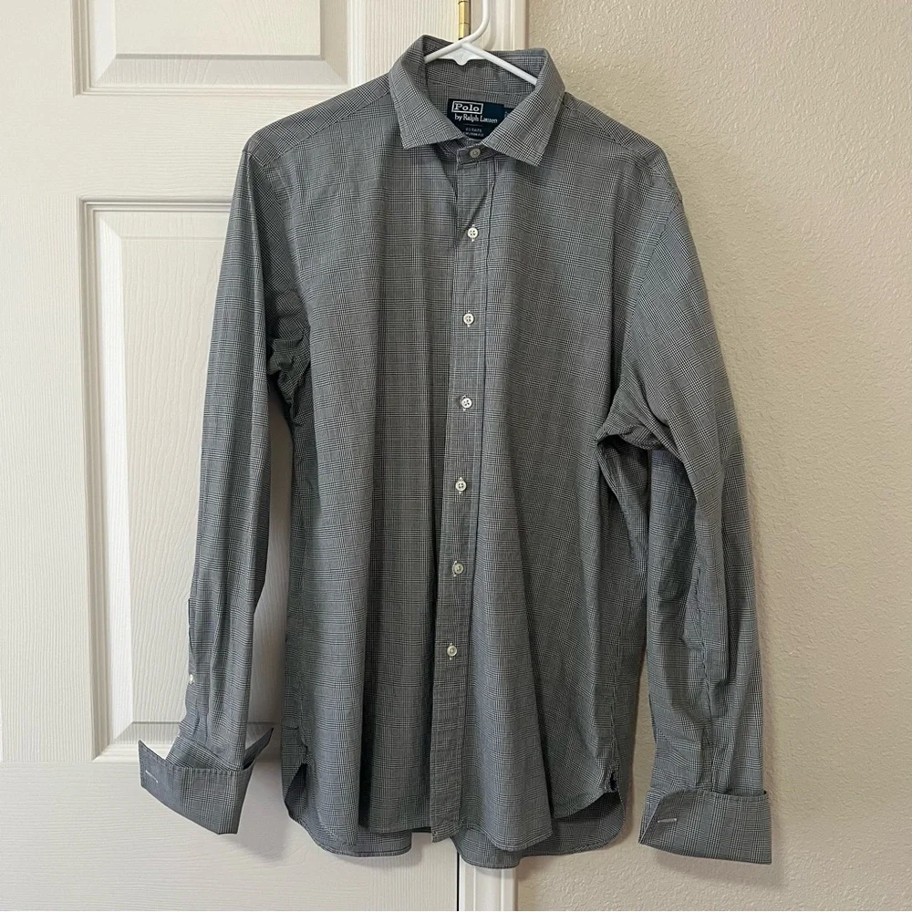 Polo Ralph Lauren Estate Custom Fit Gray Check Dress Shirt Size 16.5 / 42